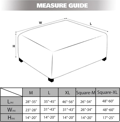 NeColorLife Square Ottoman Cover Jacquard Fabric Ottoman Slipcover Thick Stretchable Footrest Stool Covers