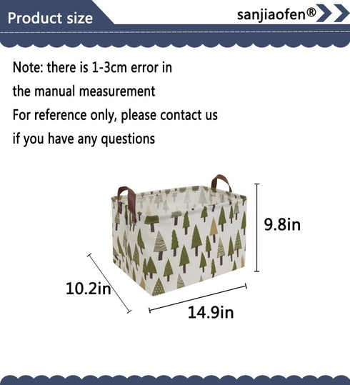 Rectangular Canvas Storage Bins, Waterproof Storage Basket, Collapsible Organizer Bin with Handles for Clothes, Book