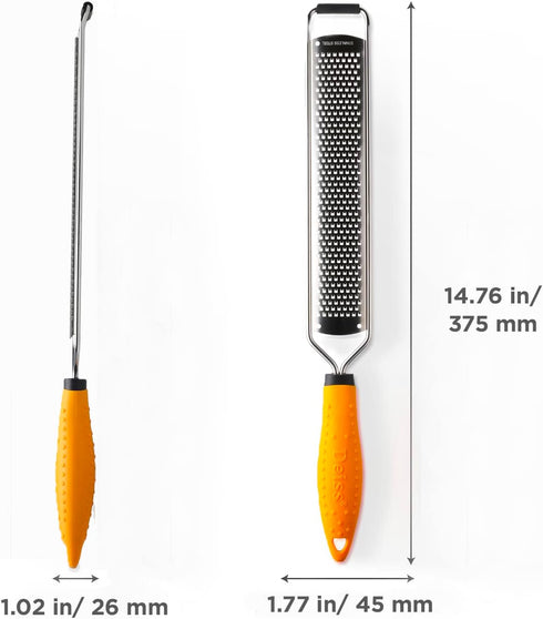 Deiss PRO Citrus Lemon Zester & Cheese Grater - Razor-Sharp Stainless Steel Blade, Dishwasher Safe