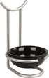 FitWell Ceramic Spoon Rest with Upright Utensil Holder for Stovetop & Countertop, Spoon Holder, Heat Resistant Cooking Utensil Holder, Modern Vertical Design (Satin Nickel/Black)