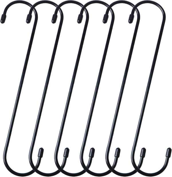 YourGift 6 Pack Heavy Duty S Hooks, 10 Inch Extra Long for Hanging Plant, Closet, Flower, Garden, Patio, Bird Feeder