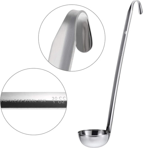 meekoo 3 Pieces Stainless Steel Ladle, Soup Handle Ladle with Pouring Rim for Kitchen Cooking (1 oz)