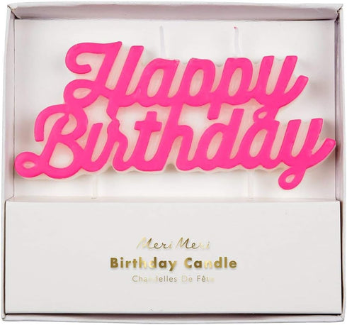 Meri Meri Pink Happy Birthday Candle, Pack of 1