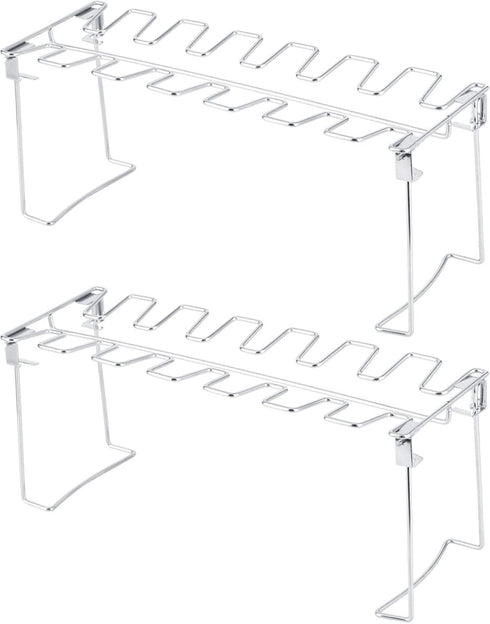 Zerodis 2 Pcs Chicken Leg Wing Grill Rack, 12 Slots Stainless Steel Barbecue Roaster Stand for Outdoor Cooking