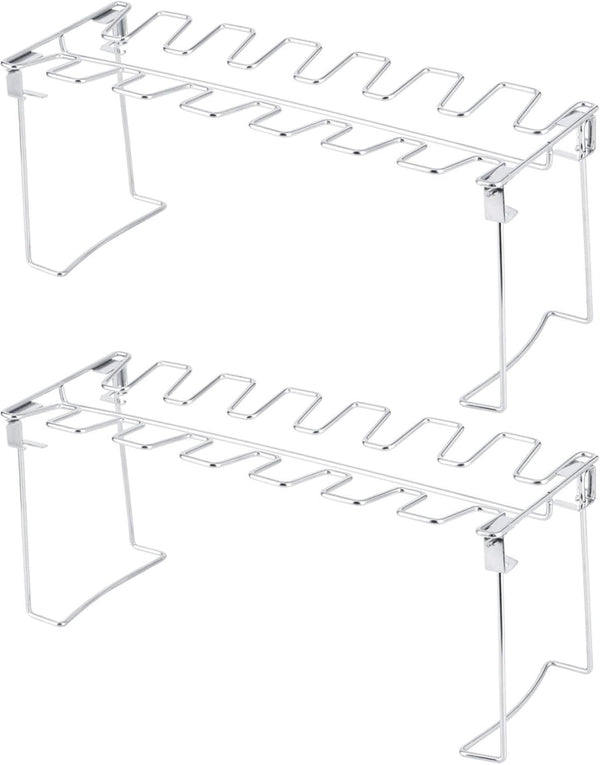 Zerodis 2 Pcs Chicken Leg Wing Grill Rack, 12 Slots Stainless Steel Barbecue Roaster Stand for Outdoor Cooking
