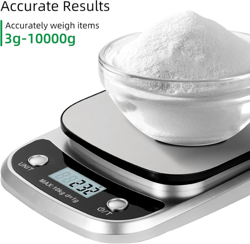 Digital Food Scale, 22 lbs/10kg Multifunction Kitchen Scale with Large Back-lit LCD Display