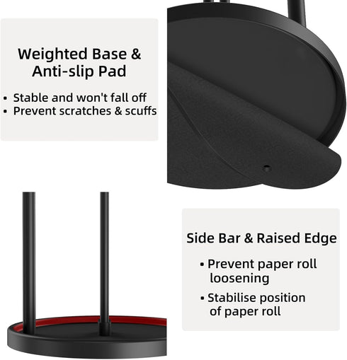 Countertop, Paper Towel Holder Freestanding Paper Towel Roll Holder with Weighted Base, Stainless Steel Standing