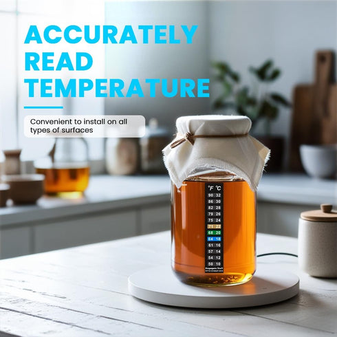 Stick On Thermometer Strip - Digital Temperature Display for Fermenting, Brewing, Aquariums, 10 Pack (50-90F)