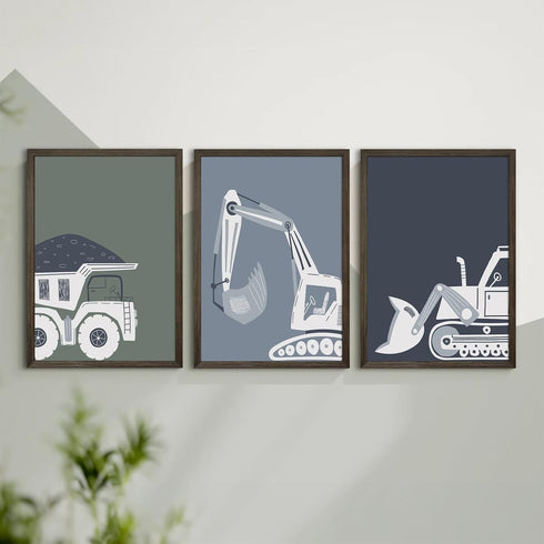 Youillne Bulldozer 12x16x3 Inch Construction Truck Wall Art Decor Toddler Boys Room Canvas Wall Art Tractor Vehicle