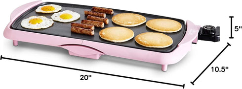 GreenLife 20” Extra Large Electric Skillet, Non-Toxic PFAS & PFOA-Free Ceramic Nonstick, Easy Clean, Pink