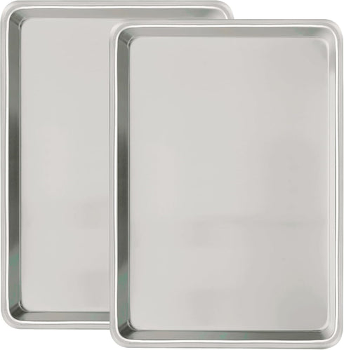 Commercial Quality Baking Sheet Pan Set, Natural Aluminum Cookie Sheet, Nonstick Baker's Half Sheet Pan, 2 Pack 18X13
