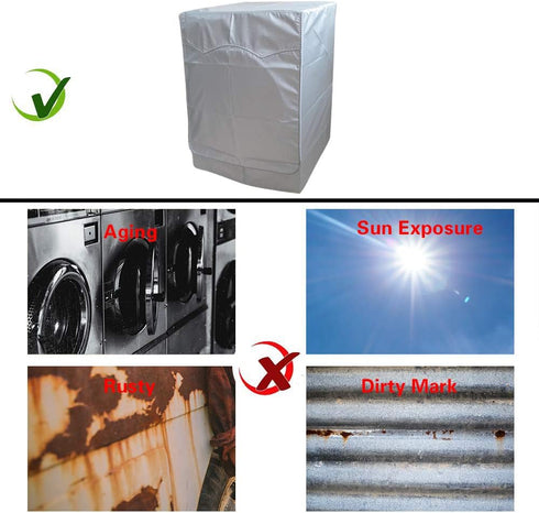 QLLY Washer/Dryer Cover for Front-loading Machine - Waterproof, Dustproof, Sun-Proof, W27"D33"H39" (Basic Silver)