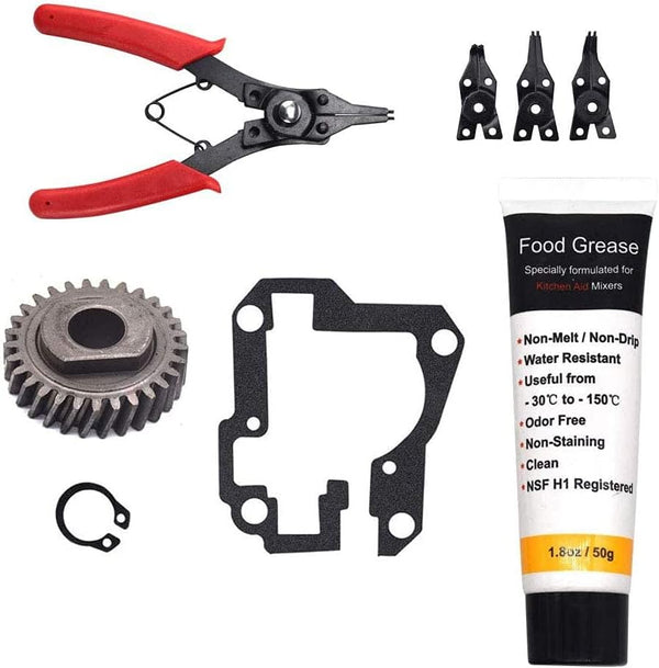 9706529 W11086780 Replacement Gear Parts for Whirlpool, Includes 9709511 Gasket & 9703680 Circlip, 1.8 Oz Grease