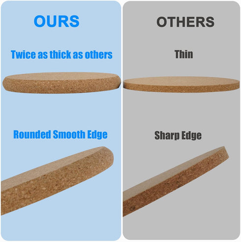 8 Pcs Thicker Cork Drink Coasters with Holder, Absorbent for Coffee Table, Wooden Coaster Set
