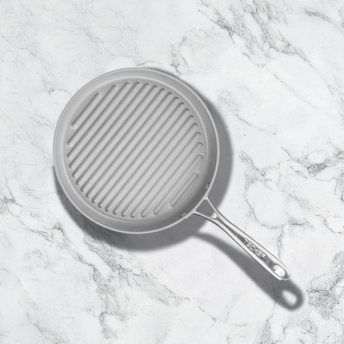 TECHEF CeraTerra Collection, 12" Ceramic Nonstick Grill Pan, PTFE, PFAS, and PFOA Free, Made in Korea
