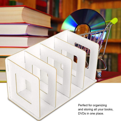 Fdit Wooden Desktop Bookshelf Rack, Storage Shelf for Home, School, Office Organizer (Warm White)