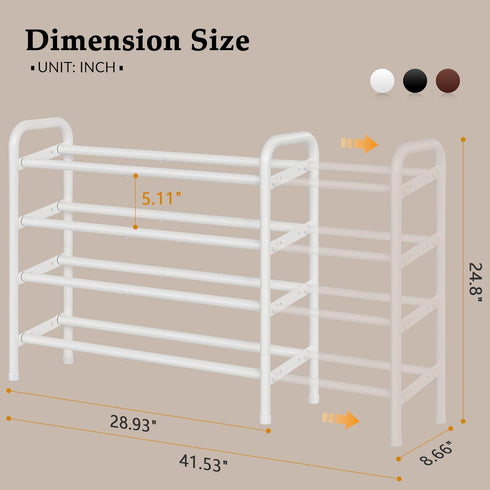 Closet,4 28 42, 24 Gewudraw Shoe Rack for Tier Shoe Organizer, Metal Shelf Can Expandable to for Bedroom, Entryway