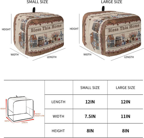 Country Star Toaster Cover 2 Slice, Farmhouse Beige Brown Wood Rustic Barn Design with Loop for Dust Protection