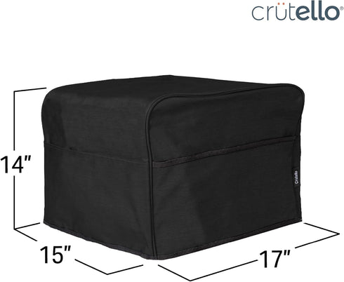 Crutello Large Toaster Oven Cover with Storage Pockets - Fits Machines Up to 17 x 15 x 14 Inches, Black Toaster Ovens