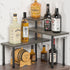 ZHWS Adjustable 3 Tier Kitchen Countertop Organizer, Rustic Grey Bathroom Counter Organizer with 4 Metal Hooks