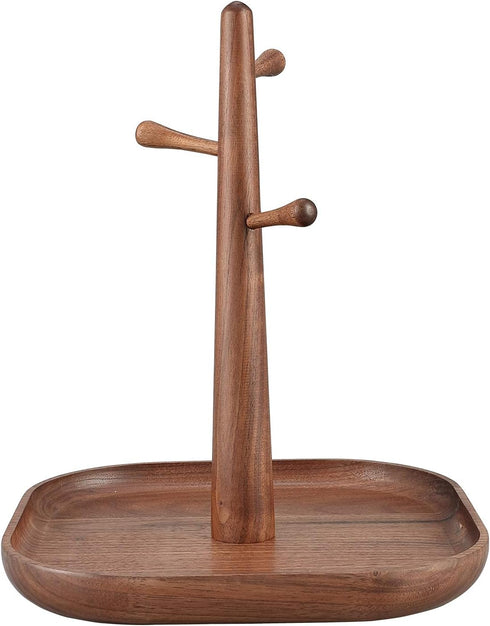 C-Joy Wood Handmade Wooden Key Holder - Decorative Key Rack for Entryway, Jewelry Key Stand Organizer (Walnut)
