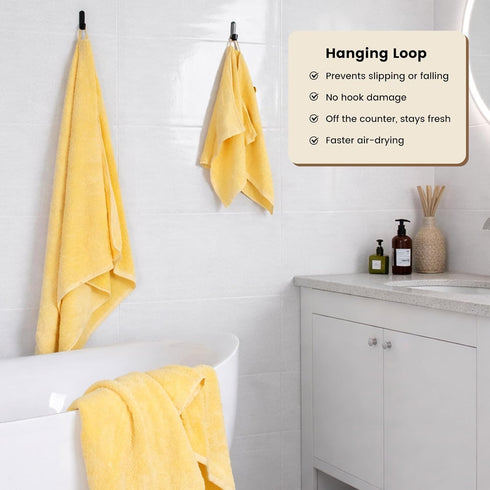 4 Set 100% 55 27 Inch, SEMAXE Piece Yellow Bath Towel for Bathroom, Cotton Bath Towels with Hanging Loop, x Soft