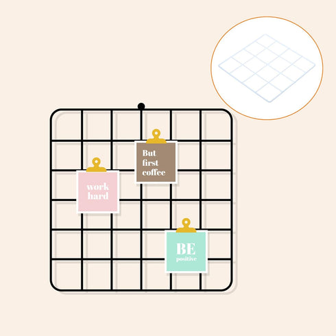 YOKIVE Iron Wire Grid Panel - Decorative Panels Board for Photo Pictures Display Holders (White, 8"x8")