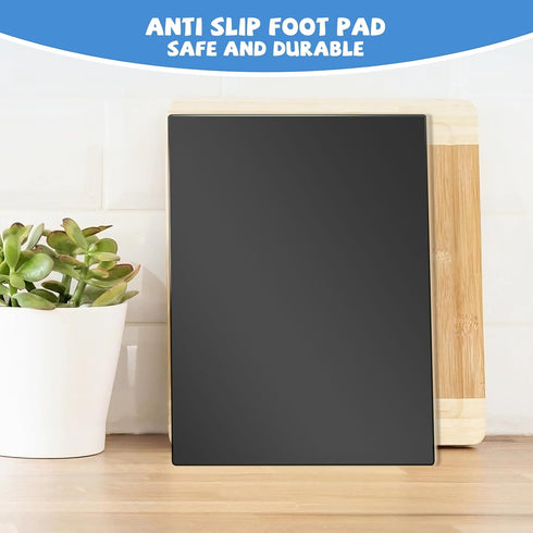 Tempered Glass Cutting Board, Black Glass Board for Kitchen Countertop, Heat Resistant with Non-Slip Feet