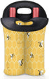 Cute Bees 2 Bottle Wine Carrier Tote Bag, Insulated Neoprene Holder for Picnics, Travel, Great Gift