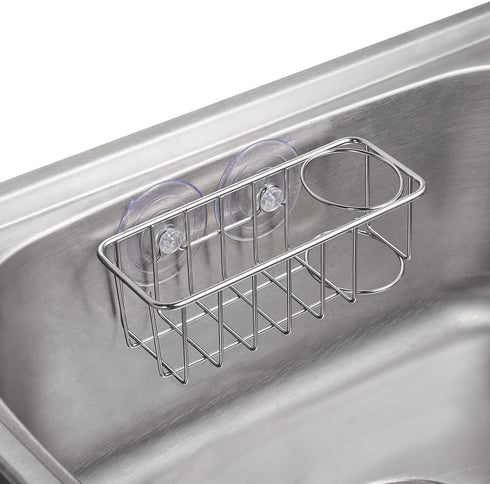 Sink Caddy Sponge Holder for Kitchen Sink, 2 Suspension Options, SUS304 Stainless Steel (Silver)