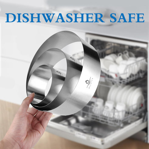 Hilstita 3Pcs Cake Molds for Baking, Stainless Steel Mousse Cake Rings, Round Bakeware Tools