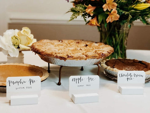 Place Card Holders, Table Numbers/Sign Holder for Wedding, Christmas/Greeting Card Display Stands, Solid Wood Set of 8
