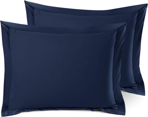 Nestl Soft Pillow Shams Set of 2, Double Brushed Microfiber Pillow Covers, Navy, Standard 20"x26"