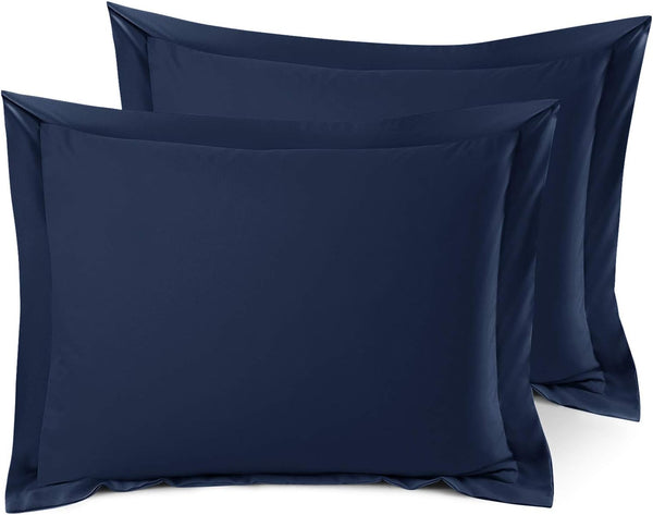Nestl Soft Pillow Shams Set of 2, Double Brushed Microfiber Pillow Covers, Navy, Standard 20"x26"