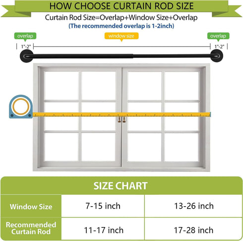 KXLife 2 Pack Adjustable Sticky Self Adhesive Curtain Rod, 3/8 Inch for Metal Wood Doors, Nickel