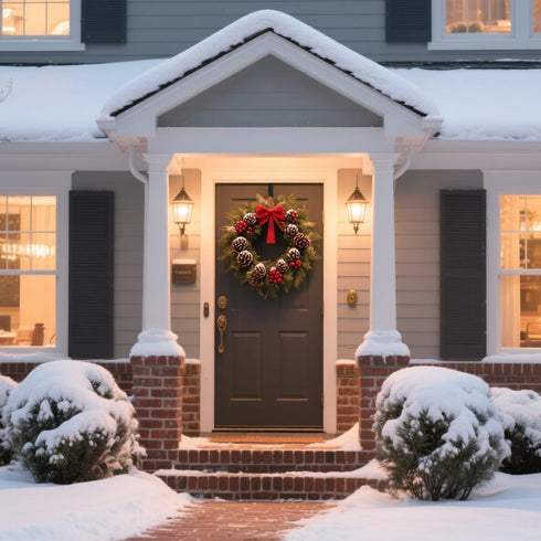 Sattiyrch 15" Wreath Hanger for Front Door | Sturdy Steel Over The Door Hanger Hook | Black, 2 Pieces