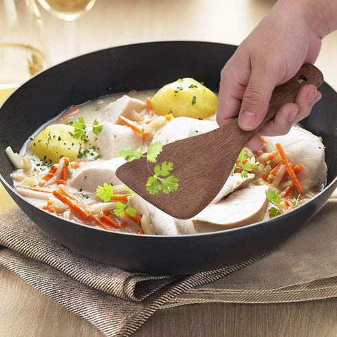 Fdit Kitchen Cooking Tool Shovel, Wooden Spatula Fried Rice Turner Utensils for Cooking Roasting (Semicircular)
