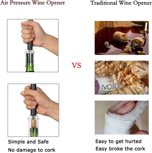 Simple Wine Opener with Foil Cutter, Air Pressure Pump Cork Remover, Perfect Gifts for Wine Lovers