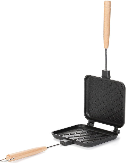 Hot Sandwich Maker, Non-stick Grilled Panini Maker with Handle, Stovetop Camping Sandwich Toaster Aluminum Flip Pan for