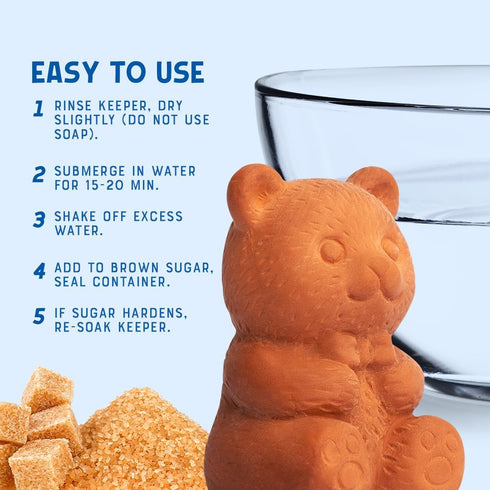 Vivid Works 1 Pack Brown Sugar Bear Keeper, Terracotta Sugar Saver Softener for Brown Sugar Containers, Reusable