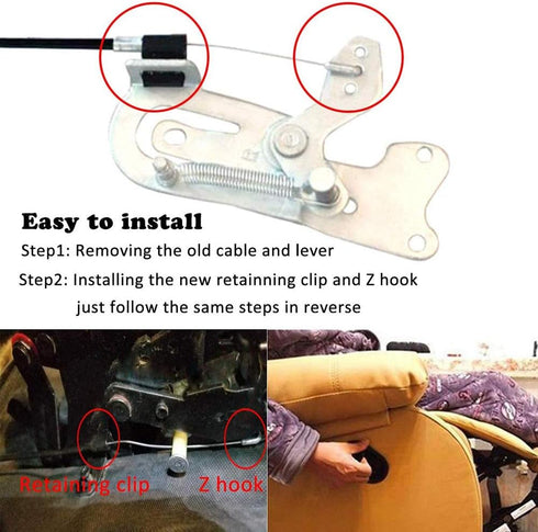 Universal Metal Recliner Handle Replacement Parts with Cable - Fits Ashley and Major Recliner Brands, 4.9" Exposed