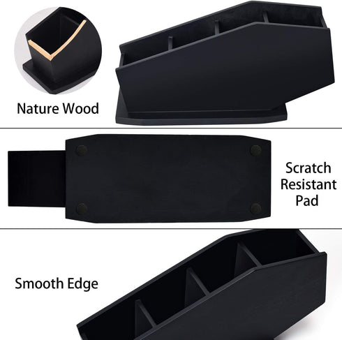 Coffin Brush Holder - Gothic Desk Organizer, Wooden Coffin Pen Holder for Bathroom, Living Room, Bedroom Decor (Black)