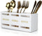 Ayiaren Wood Flatware Silverware Caddy, White Cutlery Holder for Kitchen Utensils Organizer