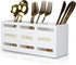 Ayiaren Wood Flatware Silverware Caddy, White Cutlery Holder for Kitchen Utensils Organizer