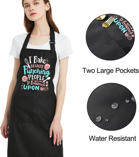 Funny Baking Aprons for Women - Water Resistant Cooking Apron with Pockets, Great Birthday Gift for Bakers