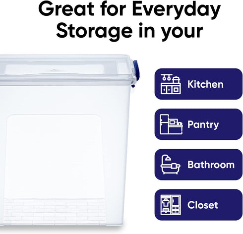 Superio Storage Bins with Lids, Clear Plastic Containers for Organizing, Stackable Totes, 4 Pack, 12 Qt