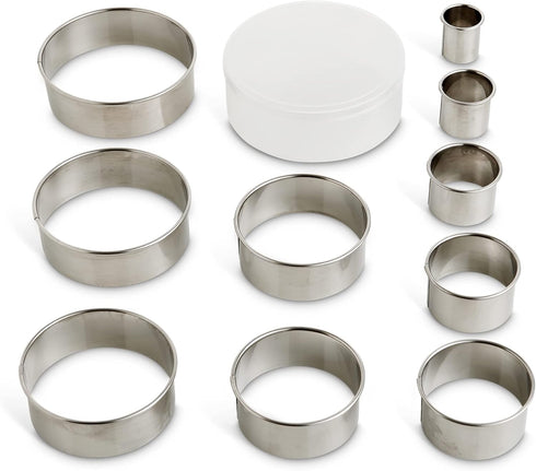 Mrs. Anderson’s Baking Cookie Fondant Cutters, Graduated Round, 10-Piece Set with Storage Container