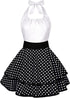 Violet Mist Cute Vintage Apron for Women, White Polka Dots Retro French Maid Cooking Kitchen Apron, Adjustable Gift