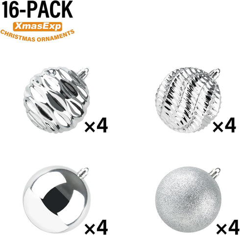 XmasExp 16ct Christmas Balls Ornaments - Shatterproof Large Hanging Balls for Holiday Wedding Party Tree Decoration