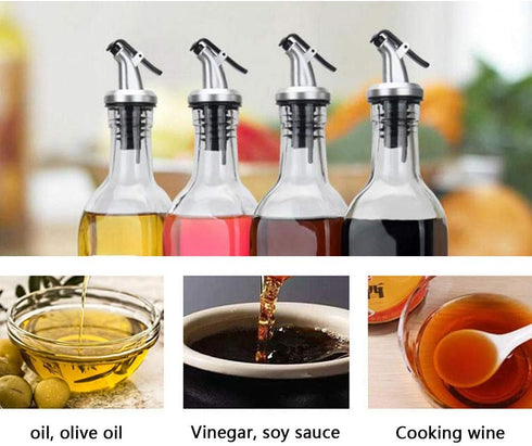 10 PCS Oil Pour Spouts, Olive Oil Vinegar Wine Dispenser with Leak-Proof Cap, Kitchen and Bar Oil Bottle Stopper